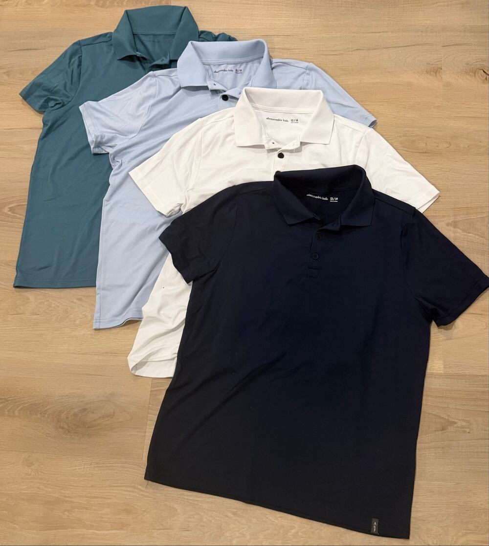 Abercrombie Kids Boys Polo Shirt Lot of 4 Size 13/14 – Navy, White, Blue & Teal
